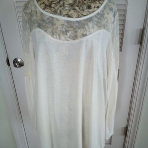 Altar'd State Cream Lace Boho Tunic Large